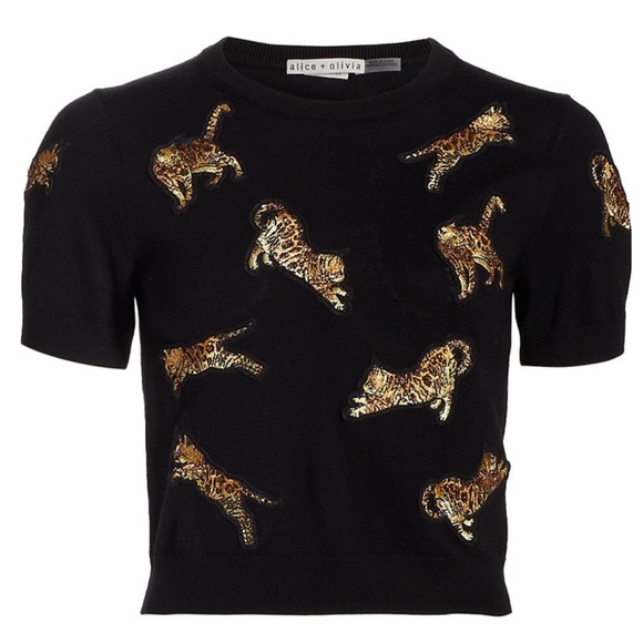 Alice + Olivia Sweaters - ALICE + OLIVIA Ciara Bengal Embellished Pullover Sweater